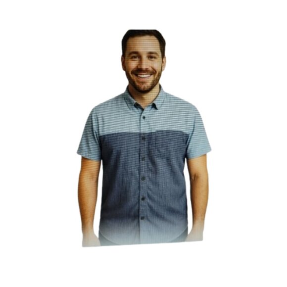 Bruno Two-Tone Contrast Shirt Button Down Short Sleeve Front Pocket Medium - Picture 1 of 11